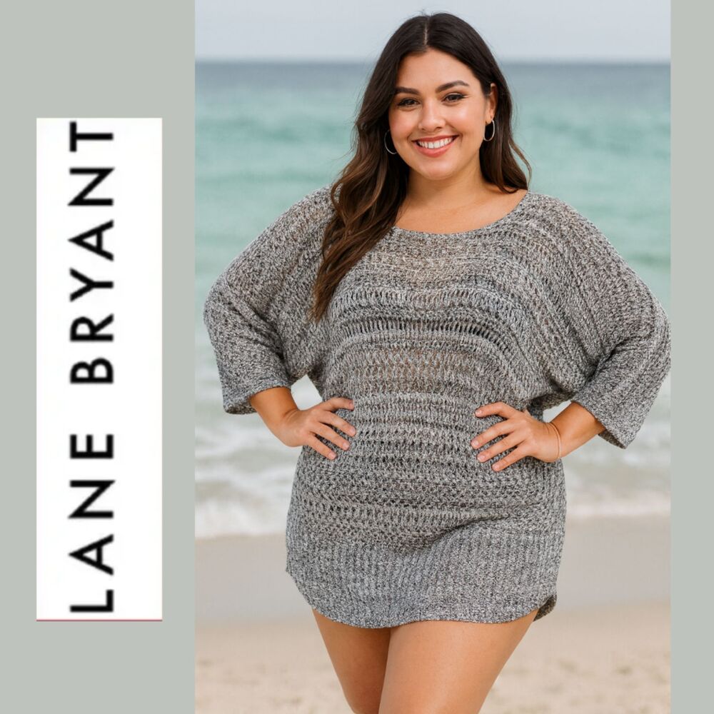 NWOT Lane Bryant Silver Silver "crochet" cover up
